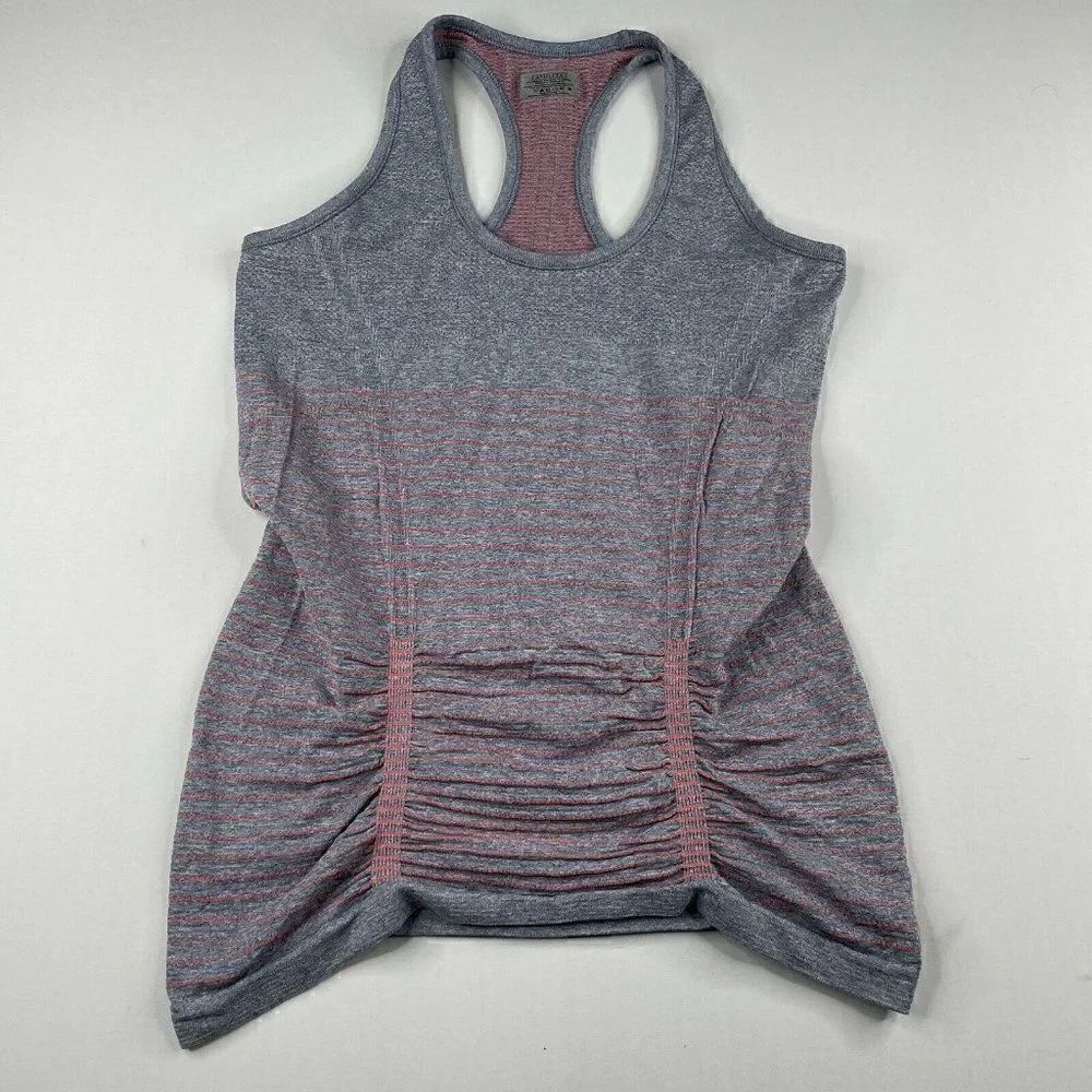 Athleta Fastest Track Gray Orange Stripes